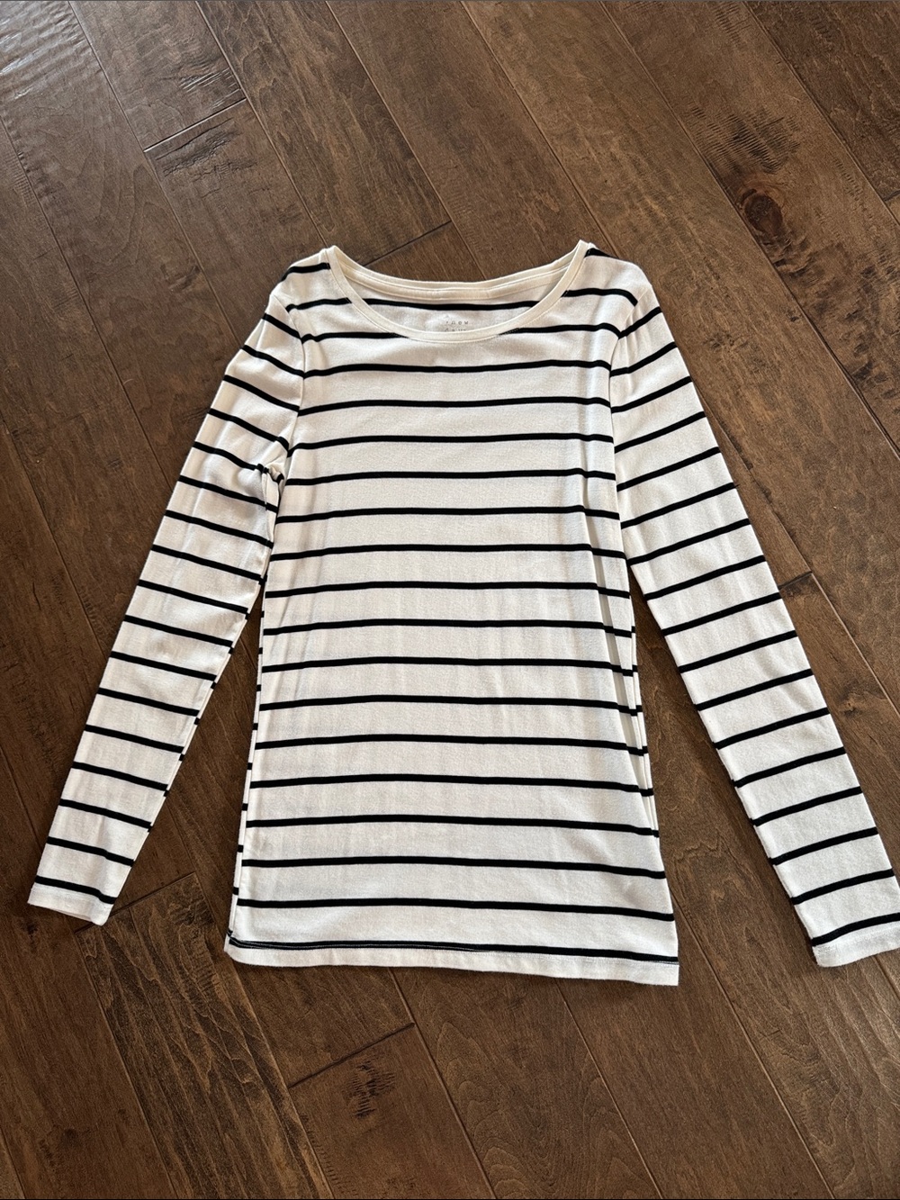 a new day White and Black Striped Long Sleeve Tee